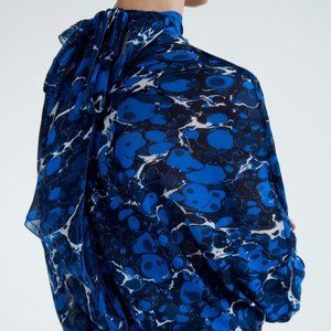 NWT Printed Blouse with Bow.